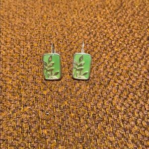 Green leaf earrings